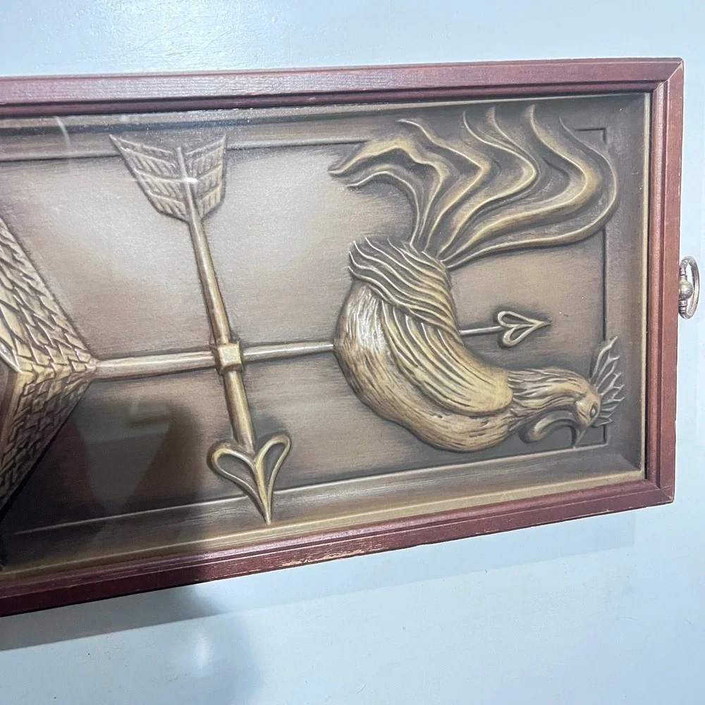 Vintage Set Of 2 Turner Wall Accessory Pictures Dimensional Molded MCM Wood Gold